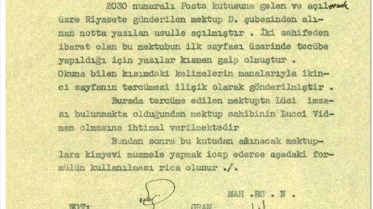 MİT arşivinden tarihi deşifre belgesi çıktı