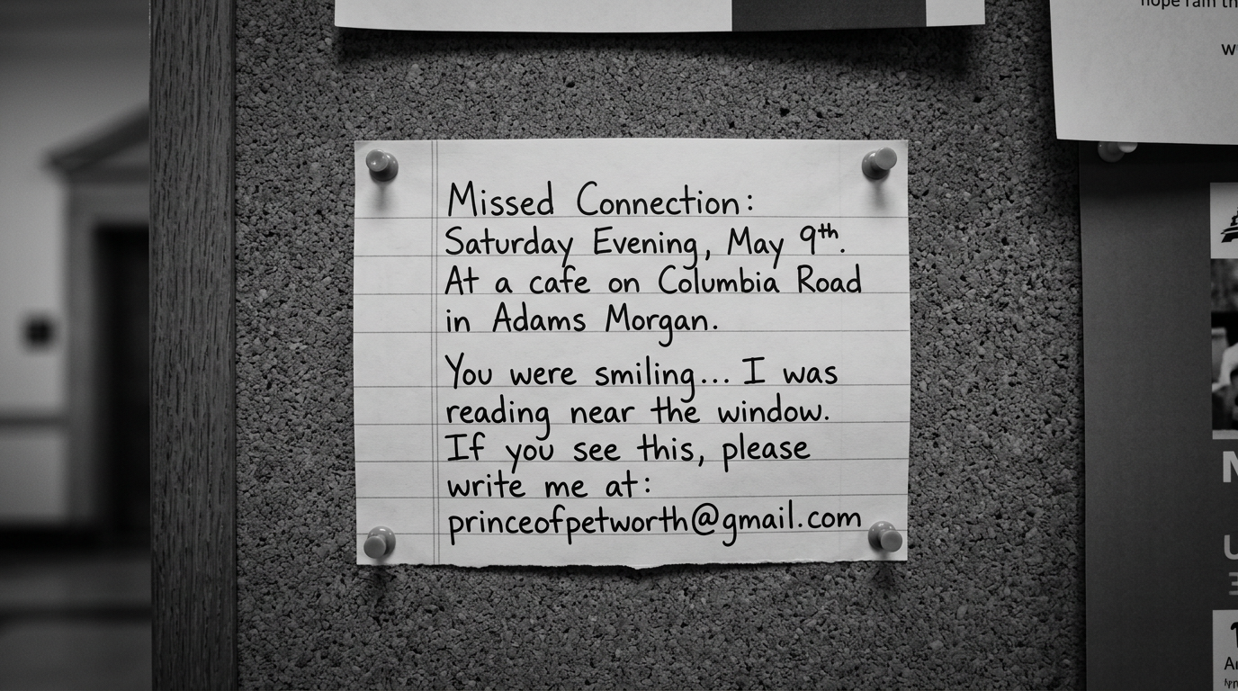 Missed connection at Tatte in Adams Morgan: Saturday evening, May 9