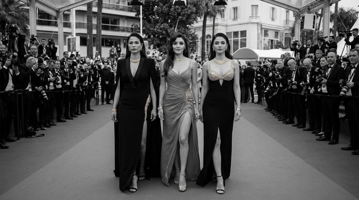 Demet Özdemir, Hande Erçel ve Sümeyye Aydoğan Cannes kırmızı halıda buluştu