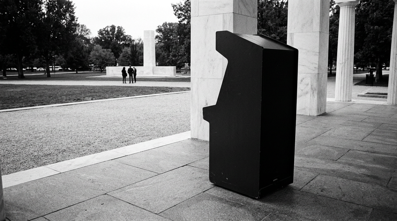 Satirical Arcade Cabinets Turn Up at DC War Memorial