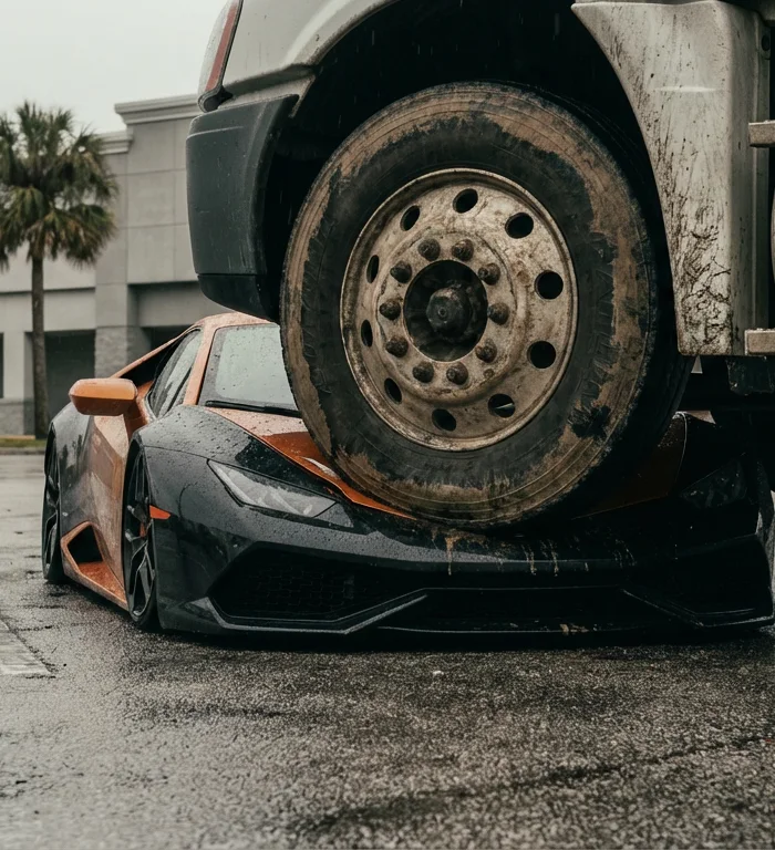 Florida’da kamyon Lamborghini’yi ezdi: Kör nokta riski