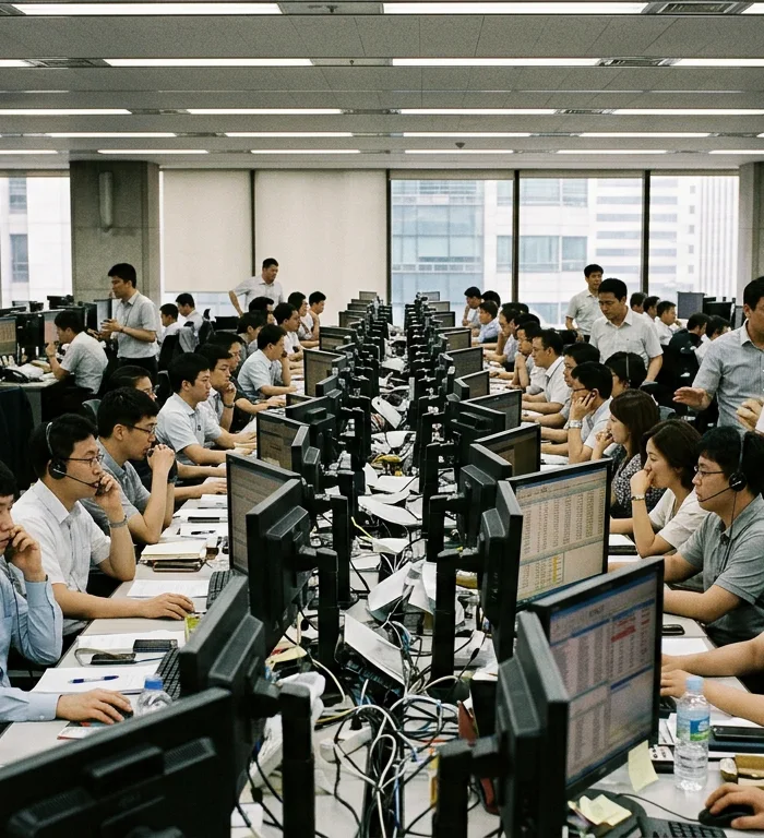 مؤشر «كوسبي» يتراجع بنسبة 6.05% وسط موجة بيع في قطاع التكنولوجيا وضبابية الاقتصاد الكلي