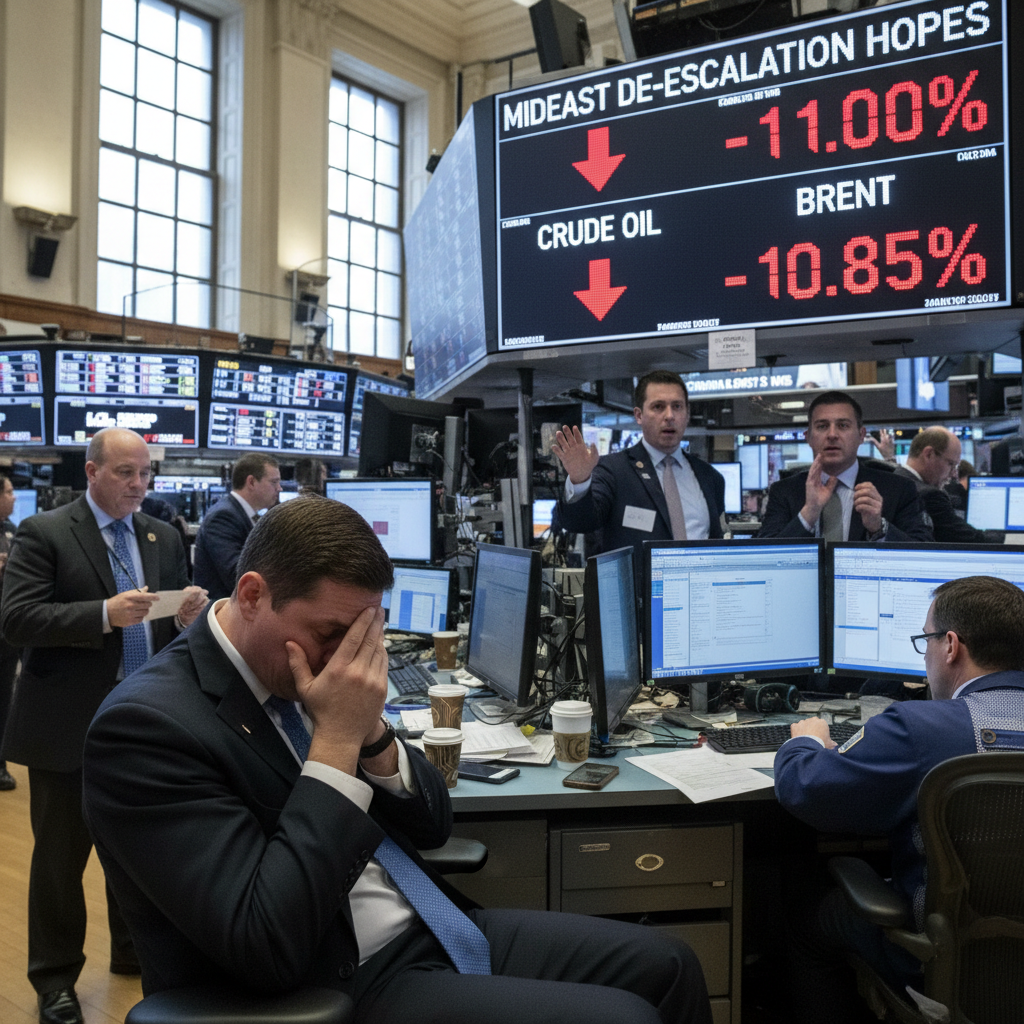Oil Prices Plunge 11% Amid Mideast De-escalation Hopes