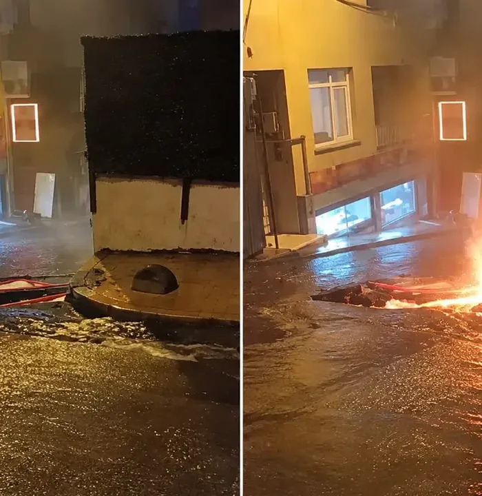 Sel sonrası Beyoğlu'nda yangın