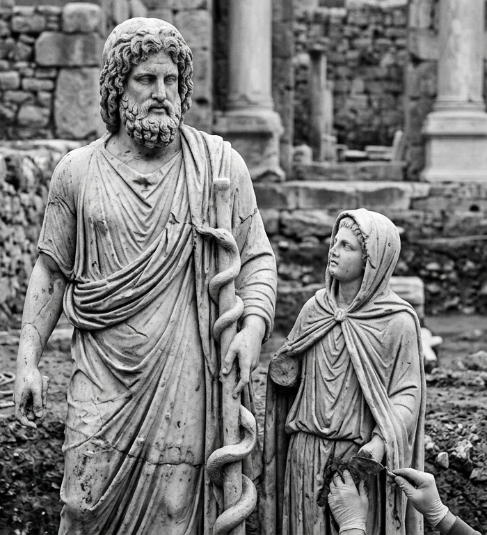 Aspendos Antik Kenti'nde 1800 yıllık Asklepios heykel grubu bulundu